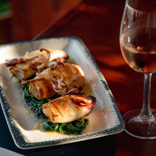 Grilled calamari with greens